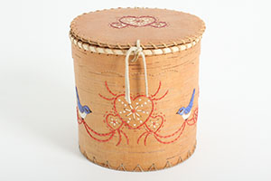 Alma Jumbo, Birch Bark Mokuk Basket with Porcupine Quill Work