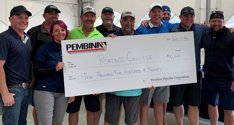 Cheque presentation from Pembina to Portage College