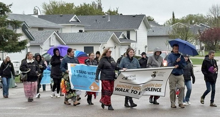 Walkers in the recent Moose Hide Campaign event in Lac La Biche.