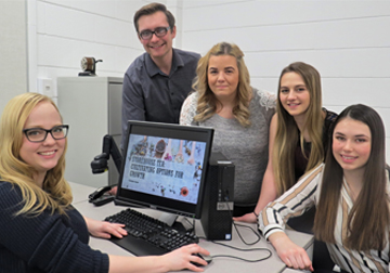 Business Administration students Nicole McIntosh 2nd Year, Matt Belanger 2nd year, Tanis Castle 1st Year, Natasha Geleta 1st Year and Diquita Cardinal 1st Year