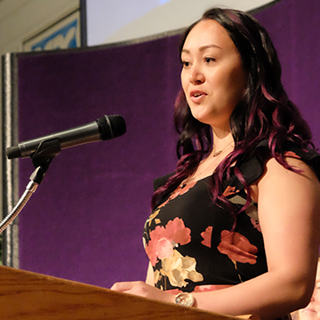 Taisya giving her speech to the award recipients