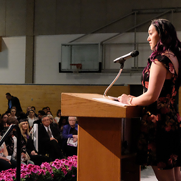 Taisya giving her speech to the award recipients